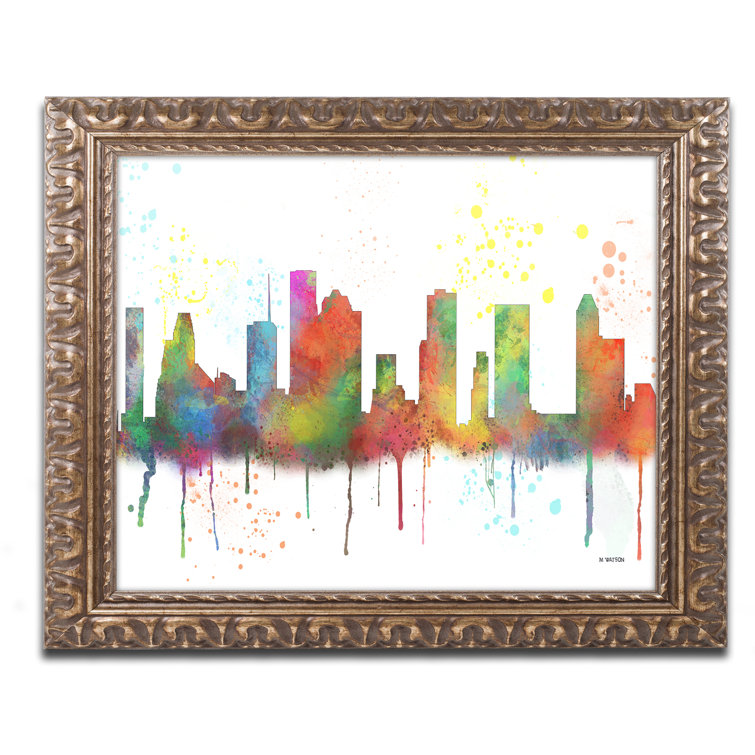 Trademark Art Houston Texas Skyline Mclr1 Framed On Canvas by Marlene